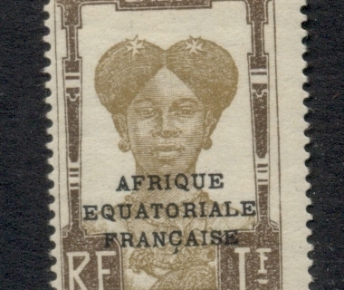 Gabon 1924-31 Pictorial, Fang Woman, Opt Afrique Equatoriale Francaise 1f