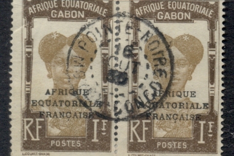 Gabon 1924-31 Pictorial, Fang Woman, Opt Afrique Equatoriale Francaise 1f pr,