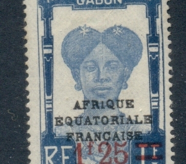 Gabon 1925-28 Pictorial, Fang Woman, Opt Afrique Equatoriale Francaise Surch 1.25f  on 1f
