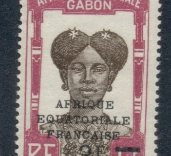 Gabon 1925-28 Pictorial, Fang Woman, Opt Afrique Equatoriale Francaise Surch 3f on 5f