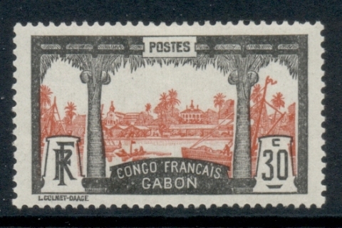 Gabon 1910 Pictorial, Libreville Congo Francaise 30c