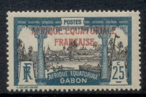 Gabon 1924-31 Pictorial, Libreville Opt. Afrique Equatoriale Francaise 25c