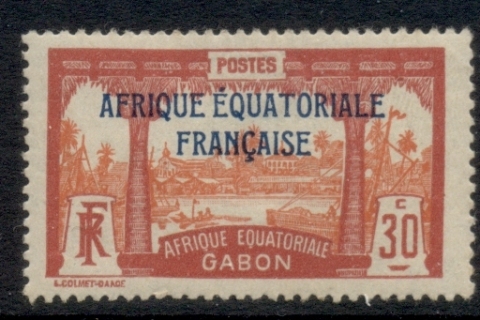 Gabon 1924-31 Pictorial, Libreville Opt. Afrique Equatoriale Francaise 30c