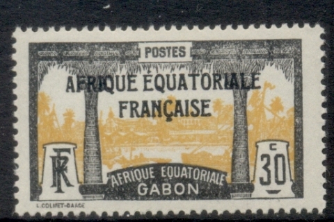 Gabon 1924-31 Pictorial, Libreville Opt. Afrique Equatoriale Francaise 30c