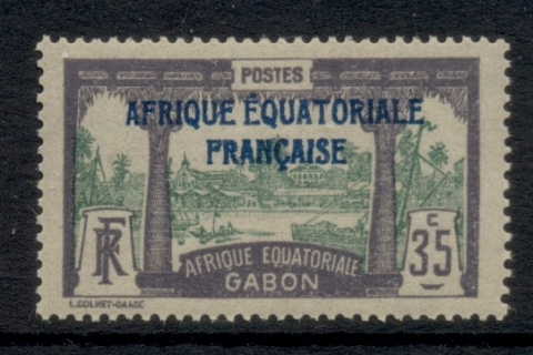 Gabon 1924-31 Pictorial, Libreville Opt. Afrique Equatoriale Francaise 35c