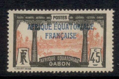 Gabon 1924-31 Pictorial, Libreville Opt. Afrique Equatoriale Francaise 45c