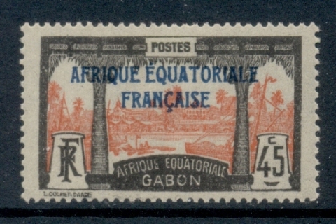 Gabon 1924-31 Pictorial, Libreville Opt. Afrique Equatoriale Francaise 45c