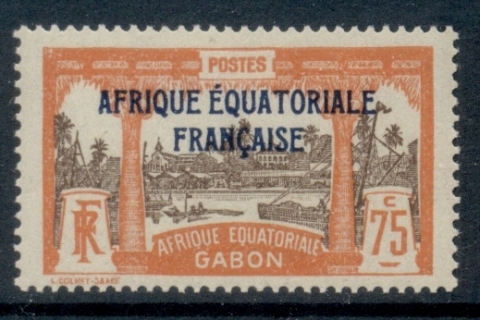 Gabon 1924-31 Pictorial, Libreville Opt. Afrique Equatoriale Francaise 75c