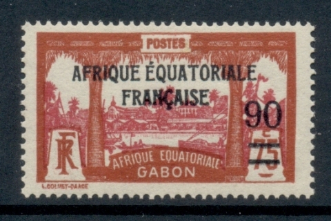 Gabon 1925-28 Pictorial, Libreville Opt. Afrique Equatoriale Francaise Surch. 90c on 75c