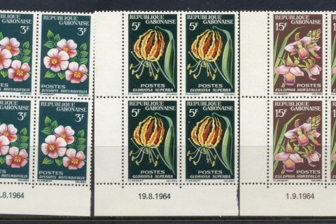 Gabon 1964 Flowers 3xblk4