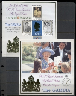 Gambia-1999 Queen Mother 100th Birthday gold foil embossed 2xMS