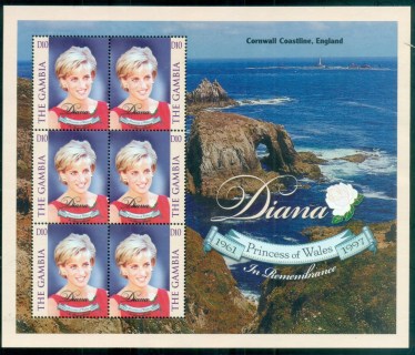 Gambia-1998 Princess Diana in Memoriam, Cornwall Coastline MS