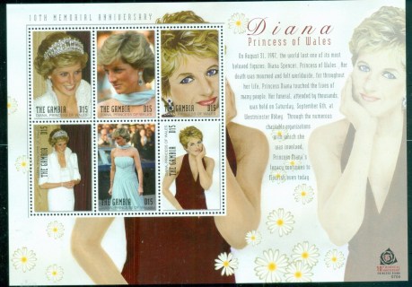 Gambia-2007 Princess Diana in Memoriam, 10th Anniv., Remembering MS