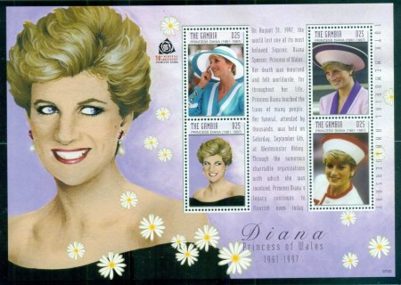 Gambia-2007 Princess Diana in Memoriam, 10th Anniv., Princess of Wales MS