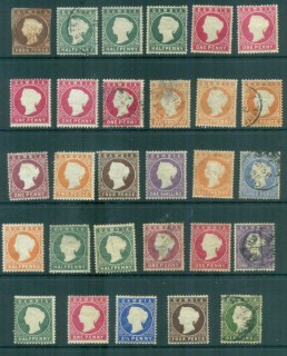 Gambia-1880-87-QV-Embossed-Asst-faults-MH-FU-lot79872