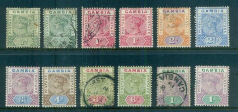 Gambia-1898-87-QV-Asst-faults-MH-FU-lot79873