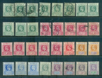 Gambia-1902-09-KEVII-Asst-faults-MH-FU-lot79874