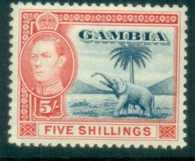 Gambia-1938-46-KGVI-Elephants-5-MH-lot79889