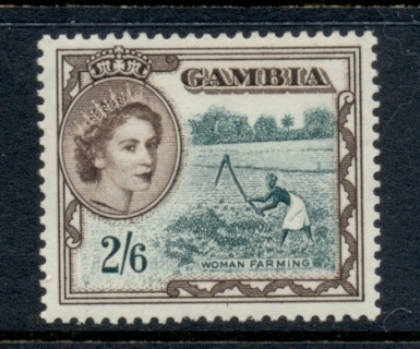 Gambia-1953-QEII-Pictorial-2-6d-Woman-Farming-MLH