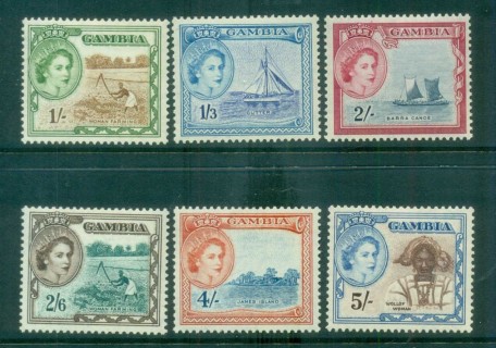 Gambia-1953-QEII-Pictorials-1-to-5-MLH-MUH-lot79898