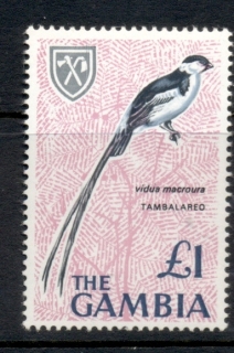 Gambia-1966-QEII-Pictorial-Bird-1-pound-MLH