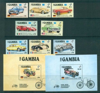 Gambia-1986-Classic-cars-Carl-Benz-2x-MS-MUH-lot73173