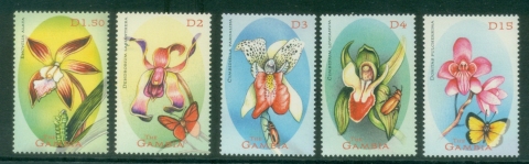 Gambia-2001-Flowers-Orchids-5-6-no-5D-MUH
