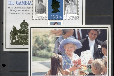 Gambia-1999 Queen Mother 100th Birthday gold foil embossed 2xMS