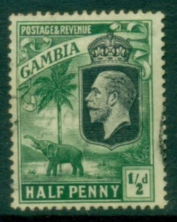 Gambia-1922-27-KGV-Pictorial-½d-George-V-Elephant-FU