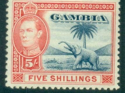 Gambia-1938-46-KGVI-Elephants-5-MH-lot79889