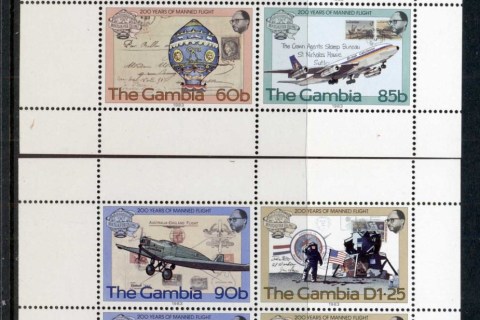 Gambia-1983-Manned-Flight-Bicentenary-2x-booklet-pane-MUH