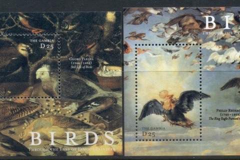 Gambia-2000-Bird-Paintings-2xMS-MUH