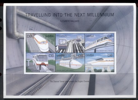 Gambia-2000-Futuristic-Railways-sheetlet-MUH