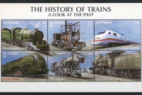 Gambia-2001-History-of-Trains-sheetlet-MUH