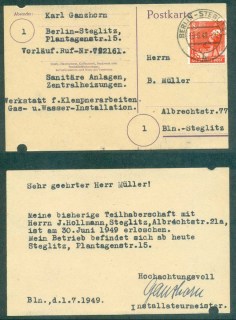 Germany-Berlin-1948-49-Red-Berlin-Opt-8pf-on-card-lot70511