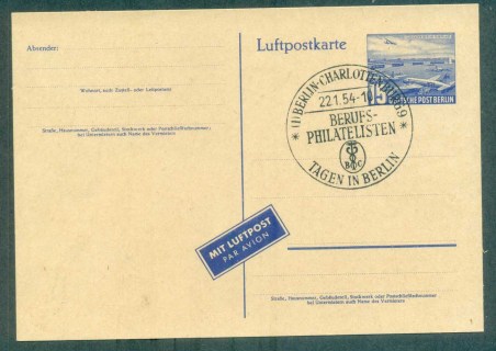 Germany-Berlin-1954-15pf-Air-Post-card-FDI-lot70512