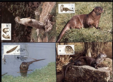 Germany-DDR-1987 WWF European Otter 4xMaxicard