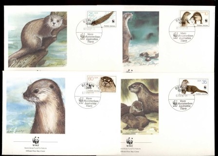 Germany-DDR-1987 WWF European Otter 4xFDC