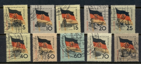 Germany-DDR-1959-GDR-10th-Anniversary-Flags-FU