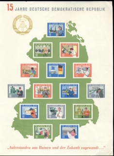 Germany-DDR-1964-DDR-15th-Anniversary-Sheet-corner-creases-TR