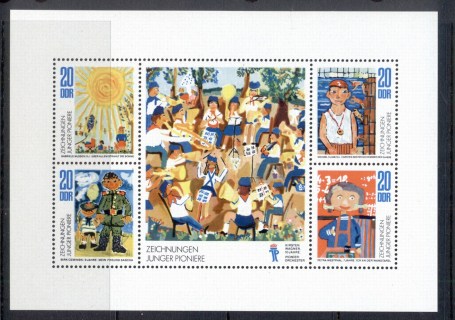 Germany-DDR-1974-Young-Pioneers-Drawings-MS-MUH