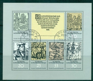 Germany-DDR-1975-Peasants-war-MS-CTO-lot57761