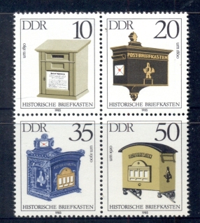 Germany-DDR-1985-Antique-mailboxes-MUH-2