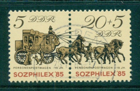 Germany-DDR-1985-Coach-7-Horses-pr-CTO-lot58076