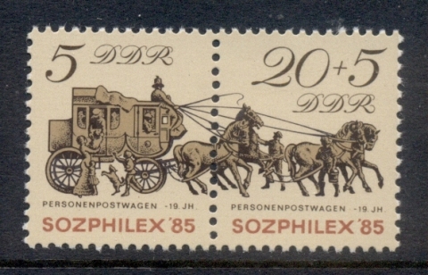 Germany-DDR-1985-ZOZPHILEX-Coach-Horses-MUH