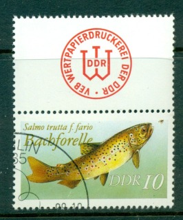 Germany-DDR-1987-10pf-Freshwater-Fish-label-CTO-lot58144