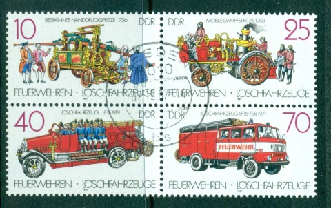 Germany-DDR-1987-Fire-Engines-Blk-4-CTO-lot58131