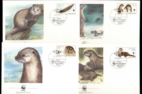 Germany-DDR-1987 WWF European Otter 4xFDC
