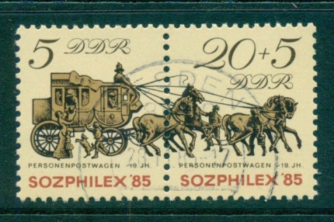 Germany-DDR-1985-Coach-7-Horses-pr-CTO-lot58076