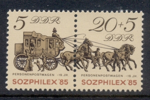 Germany-DDR-1985-ZOZPHILEX-Coach-Horses-MUH